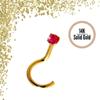KODY PIERCING Śruba nosowa z litego złota 14k z 2mm RUBY Real Stone - Quality Piercing
