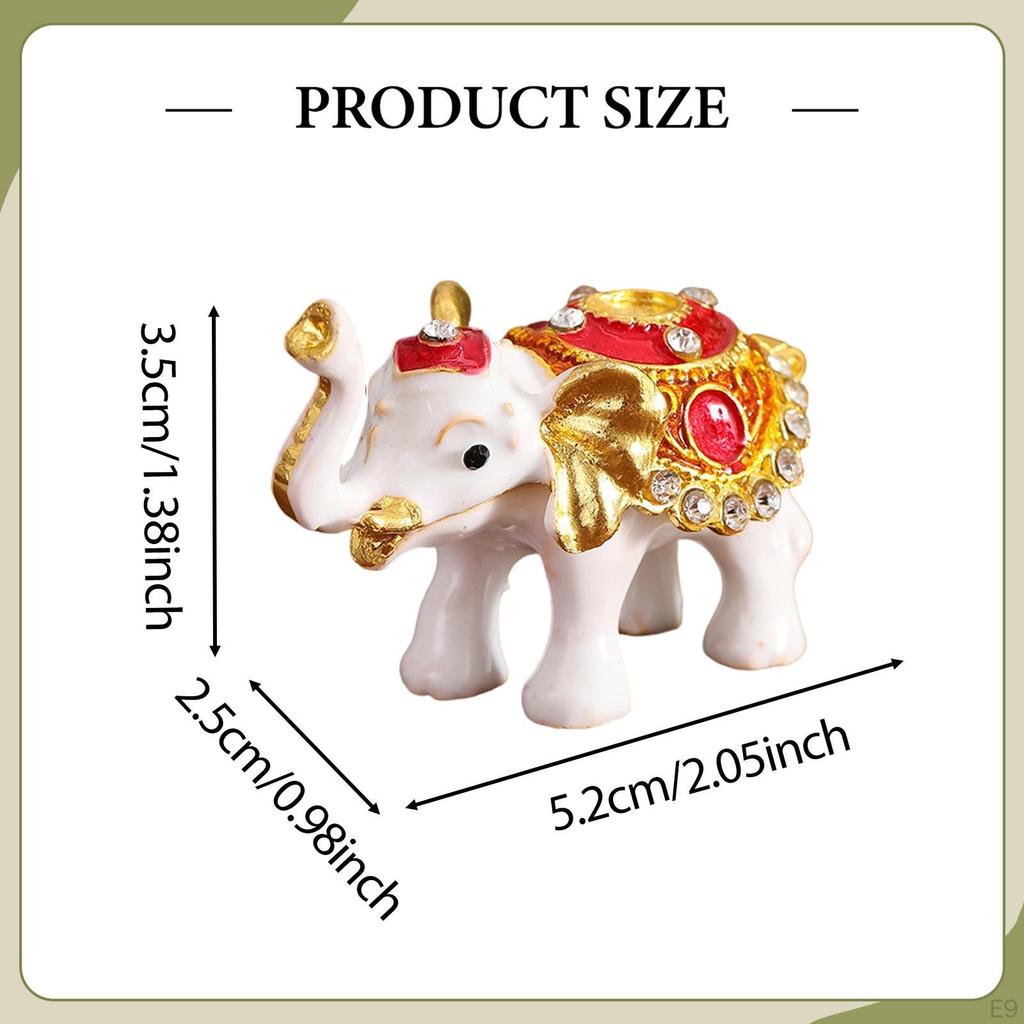Elephant Trinket Box Figurine Art Collection for Women Metal Craftsmanship Decorative Decor