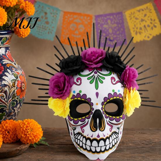 Halloween Skull Mask Mardi Gras Mask, Venetian Party Sugar Undead Bride Masquerade Masks for Cosplay Mexican