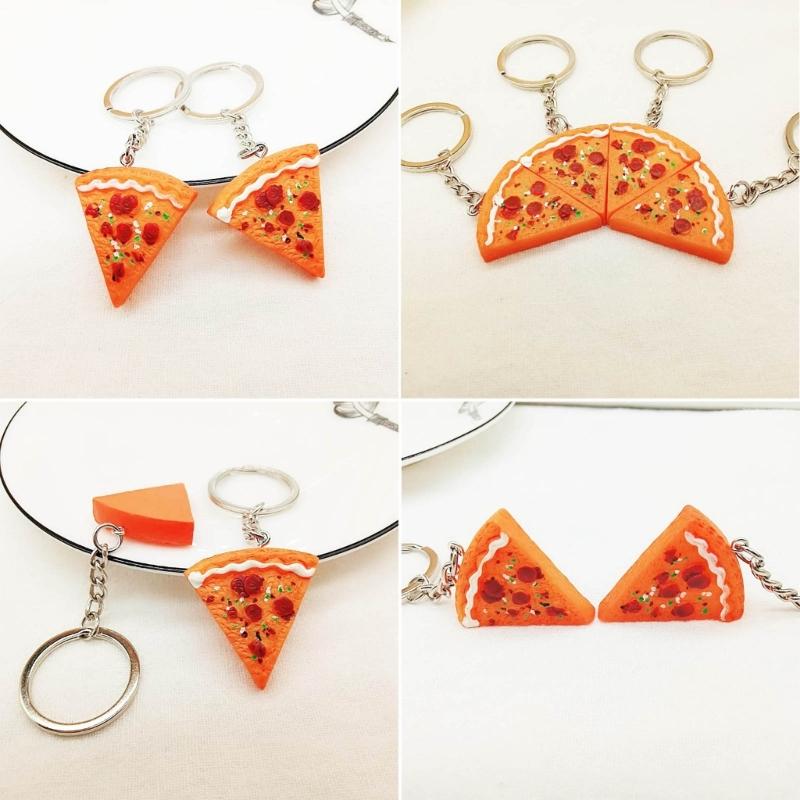 Set di 7 Collane/Portachiavi Bizzarri a Forma di Pizza per Coppie Amanti del Cibo Regali per Amici