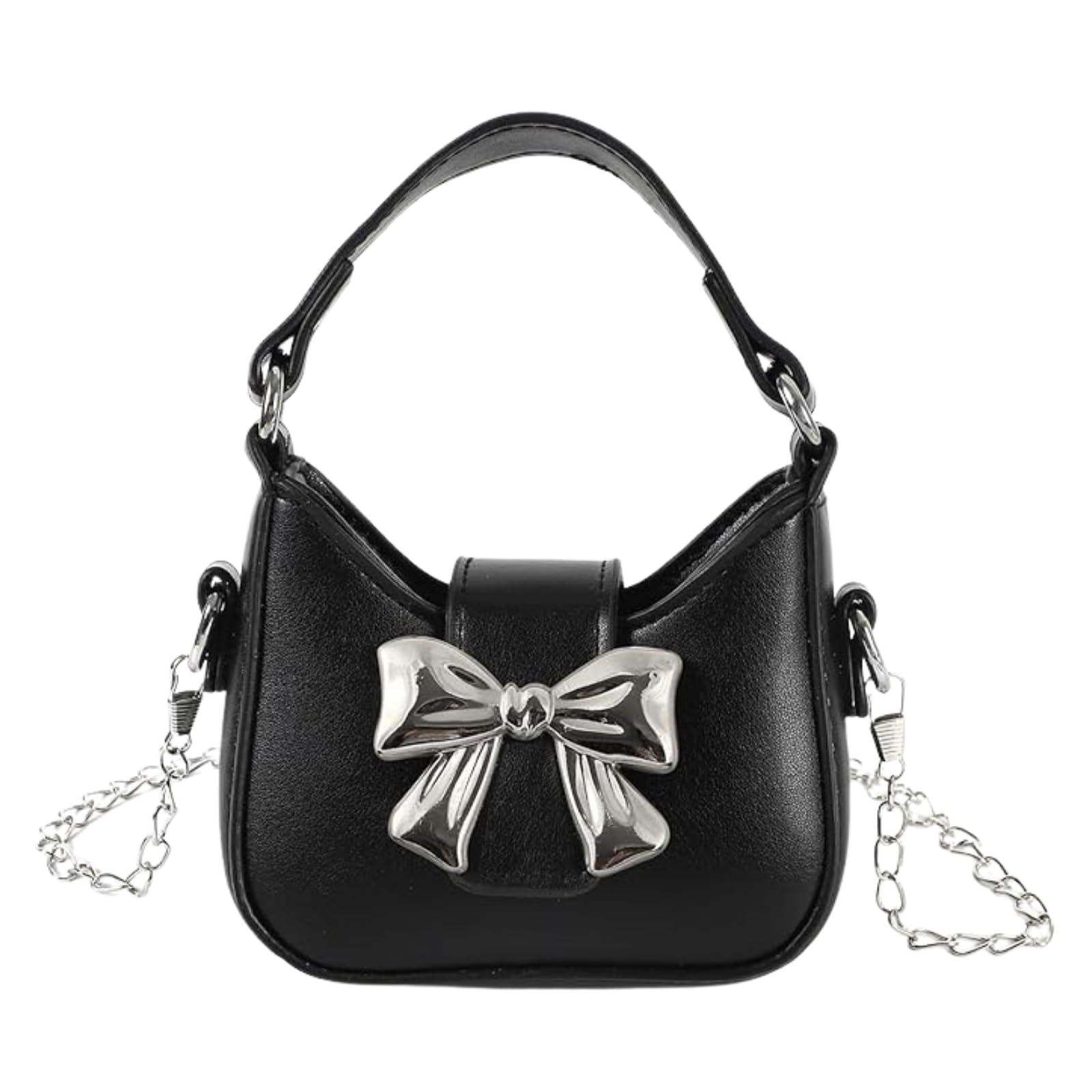 

[ideamall] Mini Ribbon Shoulder Bag for Elementary School Students, Handbag, Pochette, Black