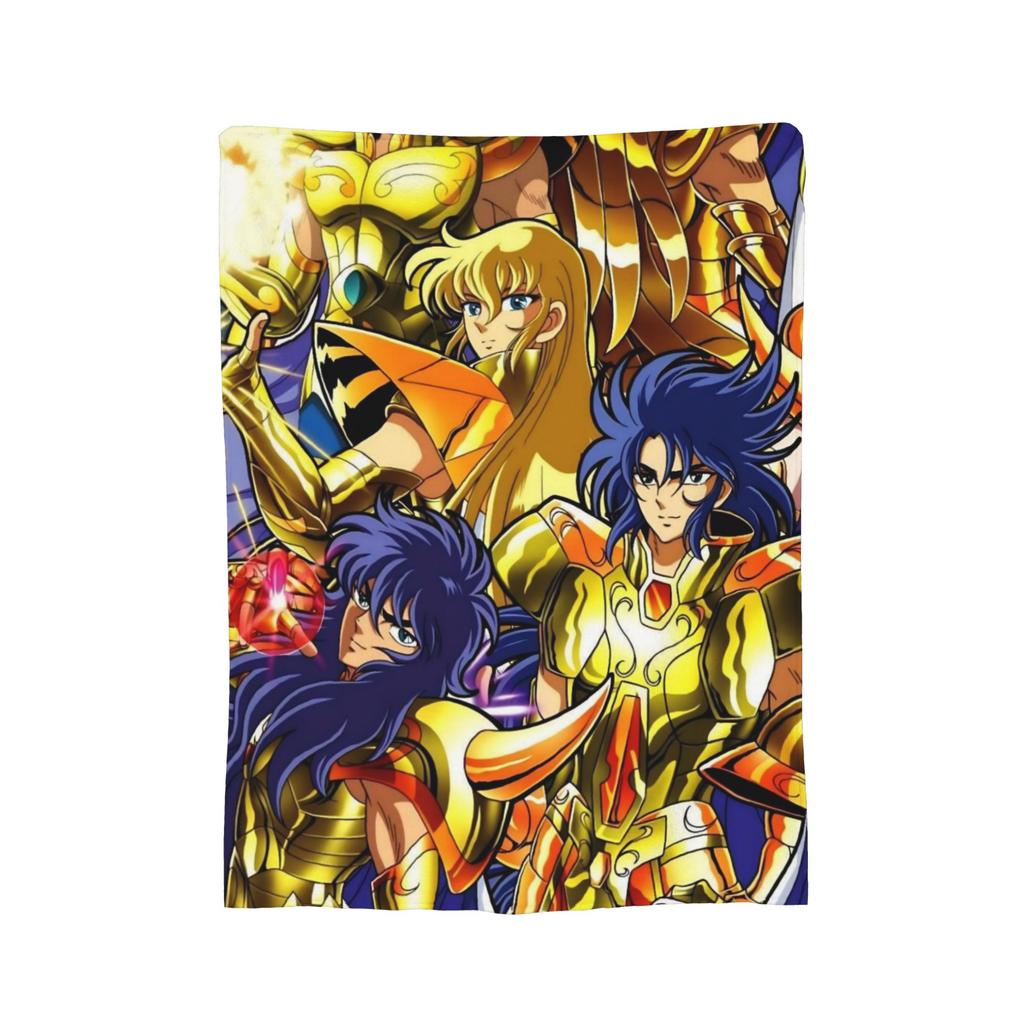 Saints Seiyas Anime Plush Blanket Knights of the Zodiac Awesome Throw Blankets for Sofa Bedding Lounge 150*125cm Bedspread,