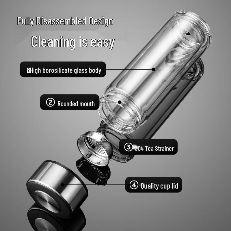 Double-Layer Business Tea Infuser Glass Bottle