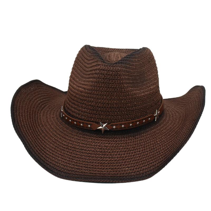 

Men S And Women S Outdoor Beach Vacation Windbreak Rope Sun Visor Hat Hand-Woven Straw Hat Western Cowboy Hat One-size-fits-all straw hat [gradient]