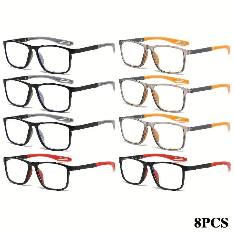 8pcs Men's and women's reading glasses - anti slip high-definition lenses stylish square frame very suitable for daily use