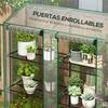 Garden Greenhouse, 3-Tier, Shelves, Sloping Roof, Zippered Doors, 143 X 46 X 141/151 Cm, Transparent