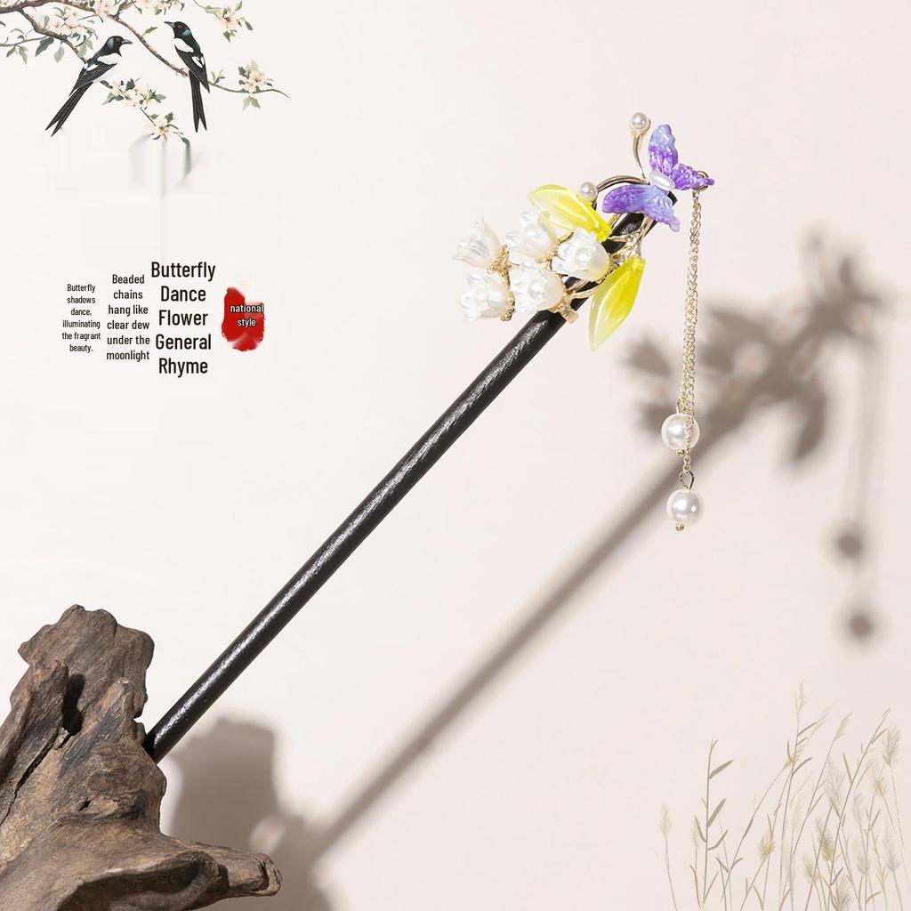 Ancient-Style Wooden Tassel Hairpin for Women - Hanfu Chinese Ornaments & Accessories