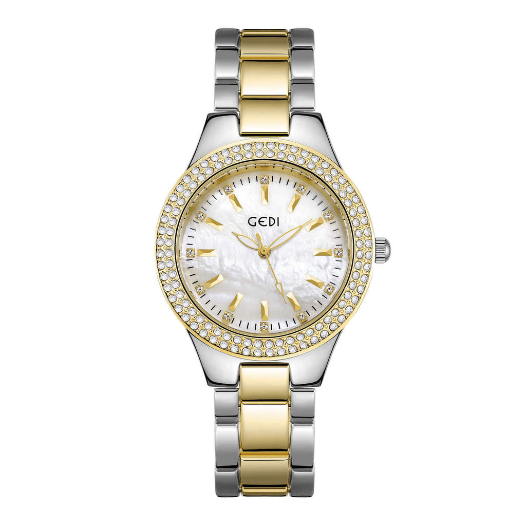 

Womens Fashion Waterproof Quartz Watch With Rhinestone Decoration And Alloy Band For Casual Wear Gold