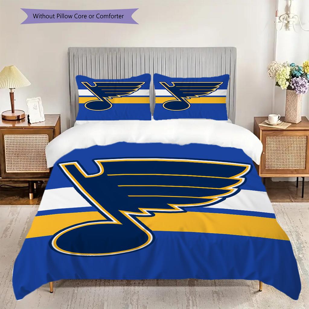 St. Louis Blues Pattern Bedding Quilt Set Quilt Cover Pillowcase Home Decoration Birthday Gift (1 * duvet cover + 2 * pillowcase, without core)