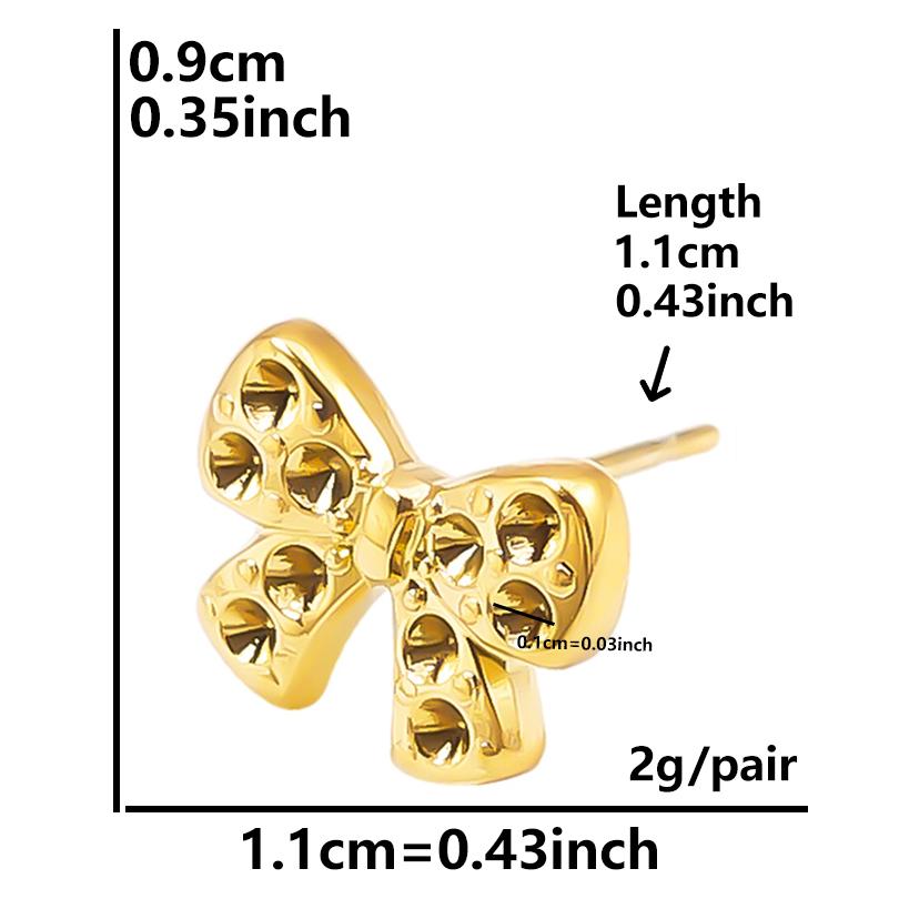 6pcs Real Gold Plated Geometric Round Oval Heart Blank Settings DIY Stone Enamel Crystal Stainless Steel Ear Studs For Women Men