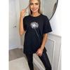 Black Oversized T Shirt With Dandelion Print For Casual Wear And Everyday Style