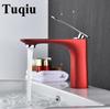 Basin Faucet Hot and Cold Water Sink Mixer Bathroom Single Lever Brass White Gold Basin mixer Tap Red