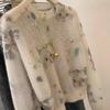 Chic Cat Print Studded Pullover Knitwear - Age-Reducing Lazy Style Women's Autumn Sweater 2024
