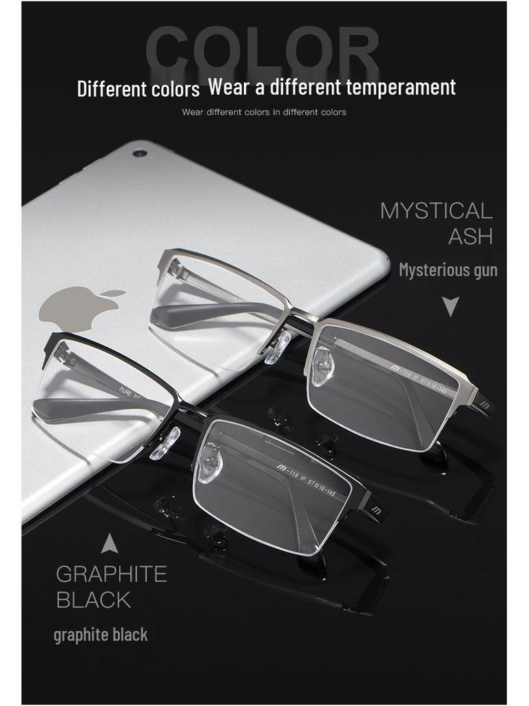 Ultraleichte Herren Halbrand Titanbrillengestelle - Modische Korrektionsbrillen