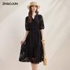 Zhaojun Women's Mulberry Silk Pleated Jacquard Half-Sleeve Dress