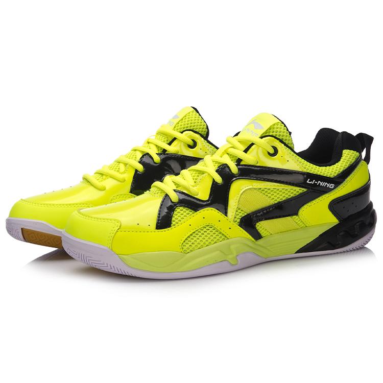 New LiNing Cushioning, Slip Resistant, And Abrasion Resistant Low Top Badminton Shoes Unisex Yellow Black AYTN003-3