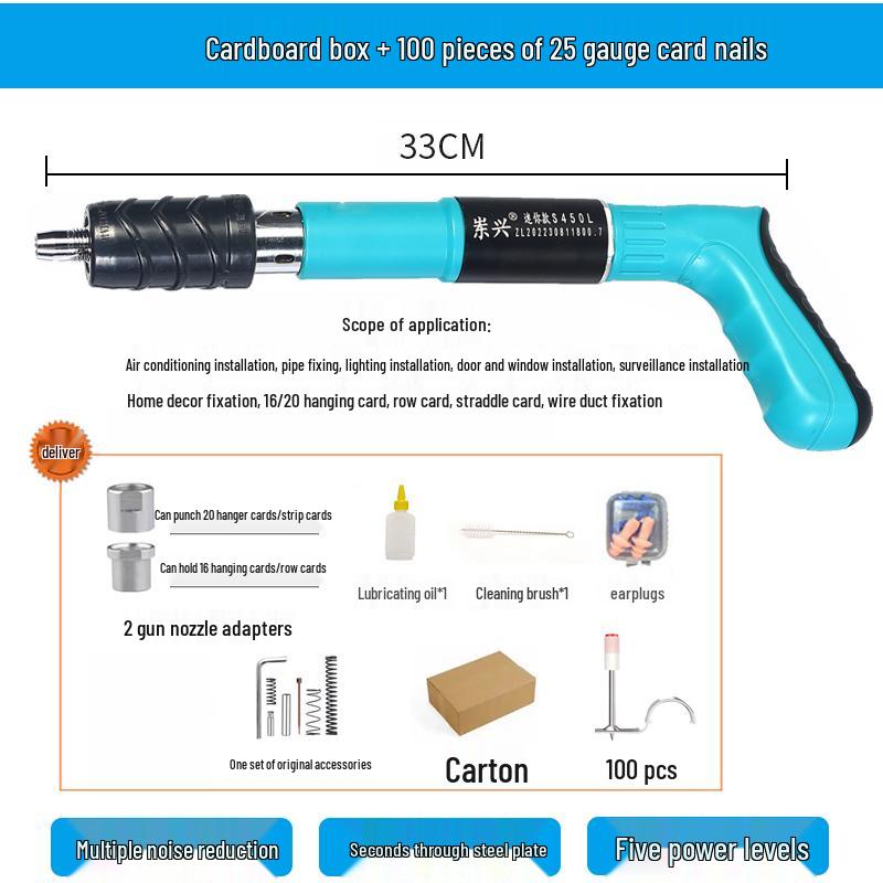 Compact Multi-Function Powder-Actuated Nail Gun for Ceilings and Concrete
