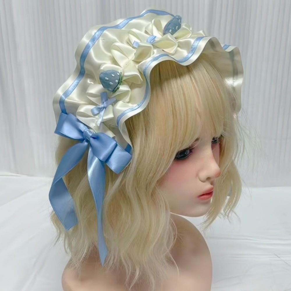 Elegant Strawberry Lolita Headband Gothic Lolita Hair Accessories Cute Women Hair Scarf Daily Wear синий
