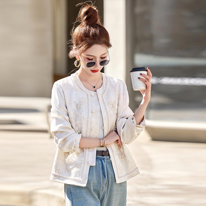 Popular coat women's spring and autumn new embroidered short coat top