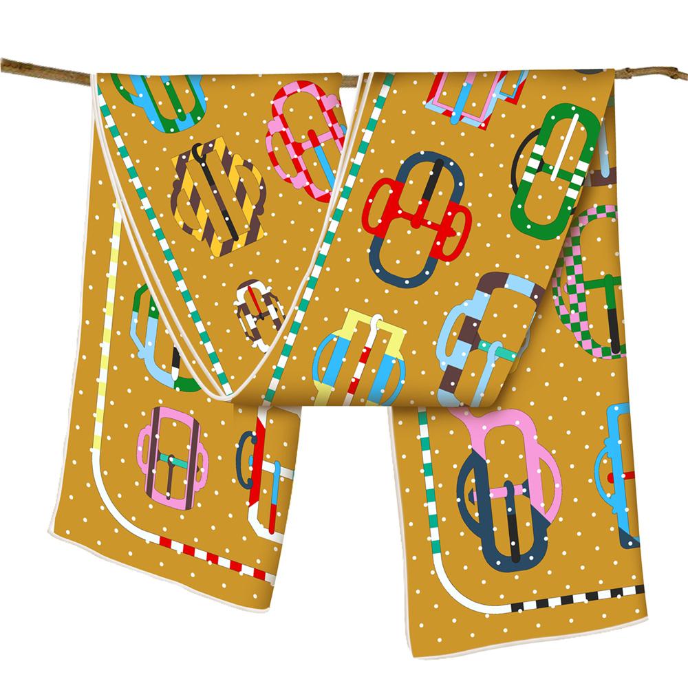 

POBING Twill Silk Scarf Women Poncho Hand Rolled Melt Printed Long Scarves Wraps Bandana Big Shawl Hijabs Female Foulards 150CM x 40CM&>8Y