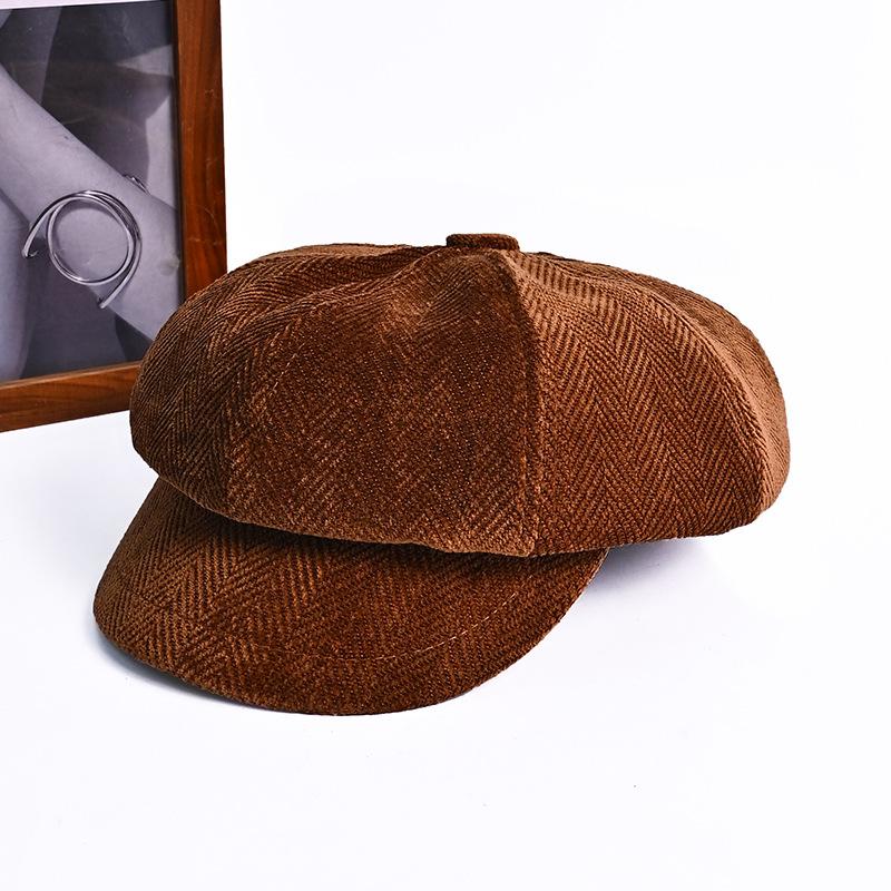 Autumn Winter Beret for Women Retro British & Korean Style Slimming Octagonal Warm Windproof Forward Cap Versatile Character Hat
