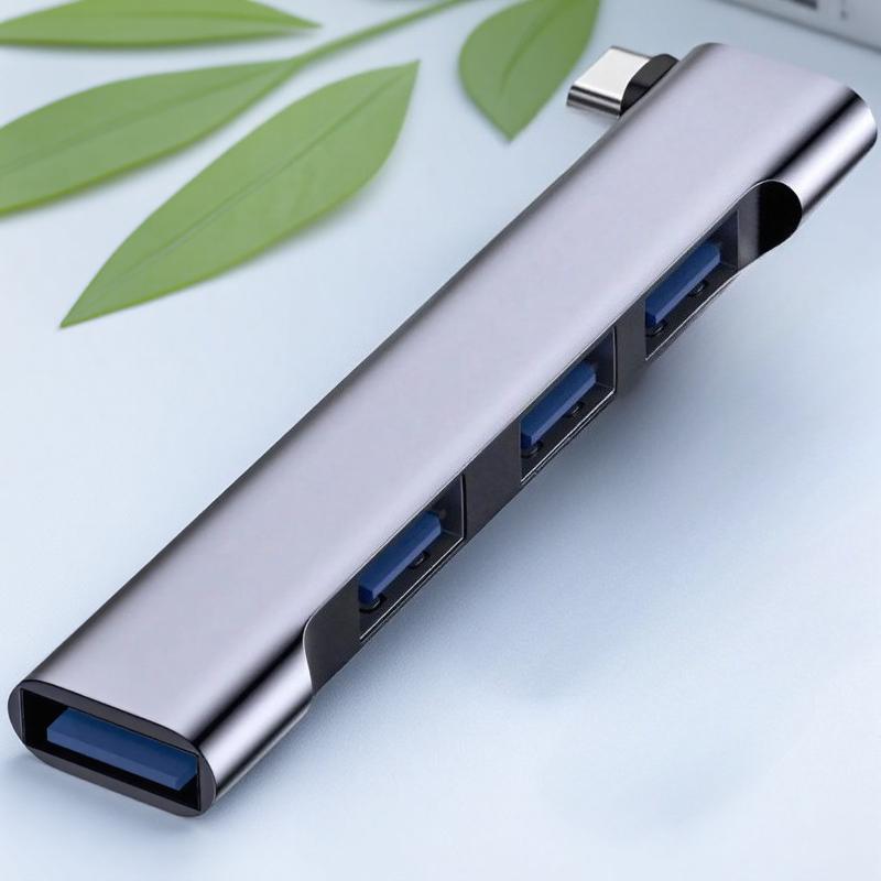 60W Fast Charging USB 3.0 Hub Splitter 4-in-1 with Type-C Port Plug and Play Compact for Laptop PC MacBook