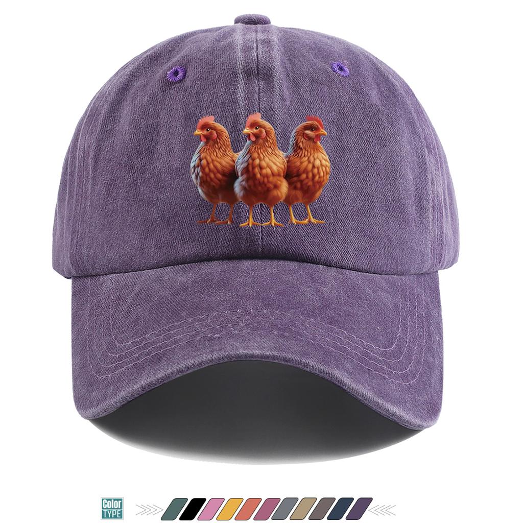 pc Three Brown Hens Pattern Print Baseball Cap Fashion Fun Animal Design Comfortable Breathable Duck Tongue Hat Unisex Adjustab
