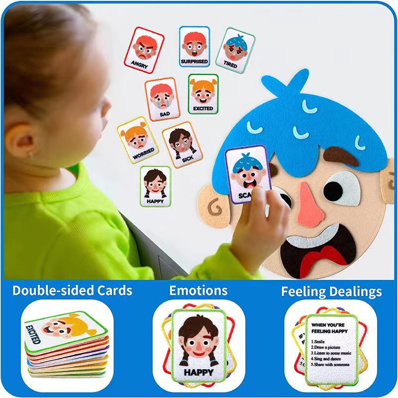 Kinder DIY Filz Ausdrucksboard: Kognitives Training & Lernspielzeug mit Gesichtsaufklebern für das frühe Lernen