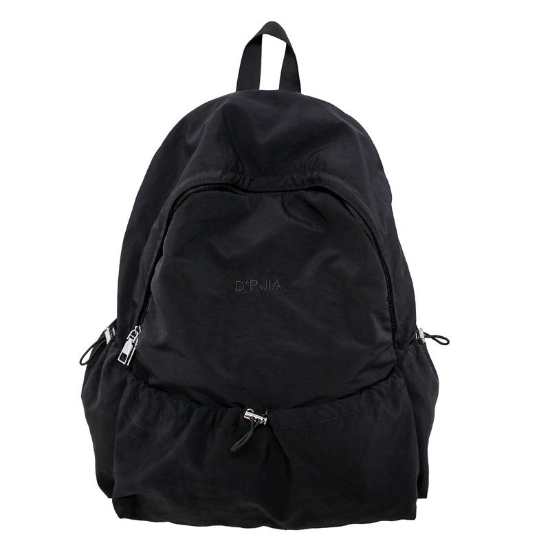 

Рюкзак женский плиссированный ветрозащитный однотонный большой емкости для спорта на открытом воздухе дорожный рюкзак для студентов школьная сумка классная сумка для мужчин чёрный