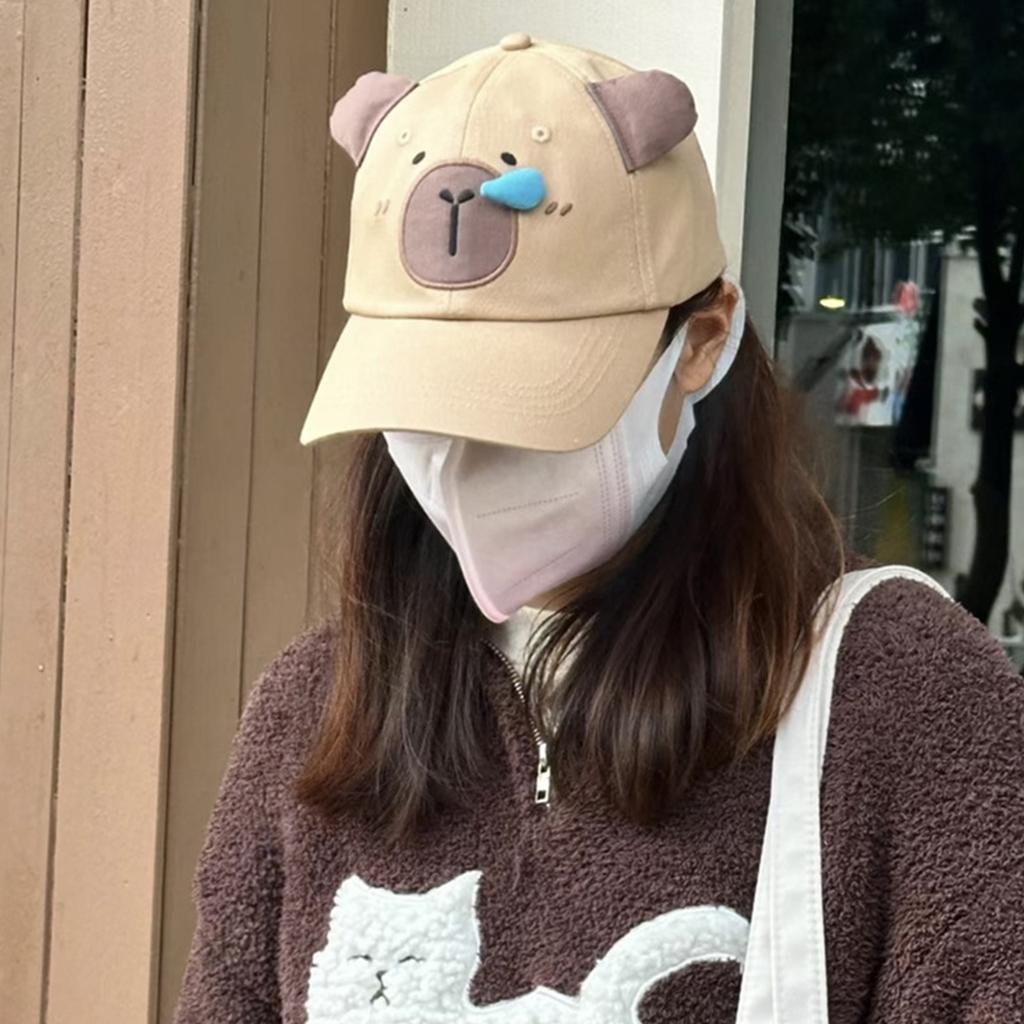 Capybara Ear Baseball Hat for Women Men Lovely Cartoon Ear Hat Streetwear Hat Hiphop Hat Unisex Headwear