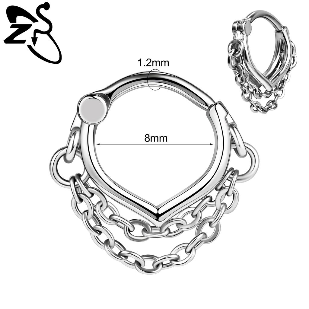 ZS 1 PC 16G Stainless Steel Nose Rings Cubic Zircon Septum Piercing Rose Snake Shape Ear Stud Helix Cartilage Piercings Jewelry