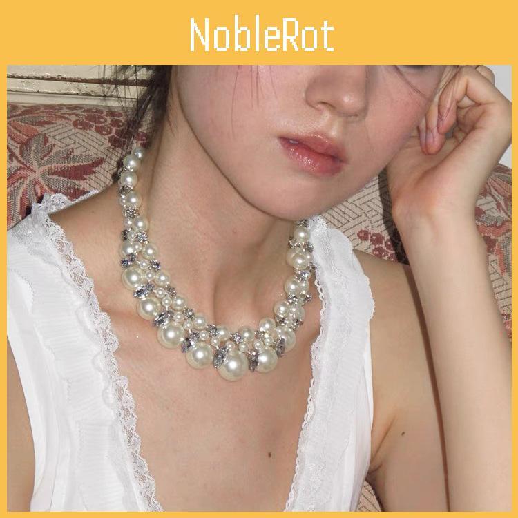 French Pearl Sparkling Lockbone Necklace Organ Glass Pendant Fashion Accessory For Women