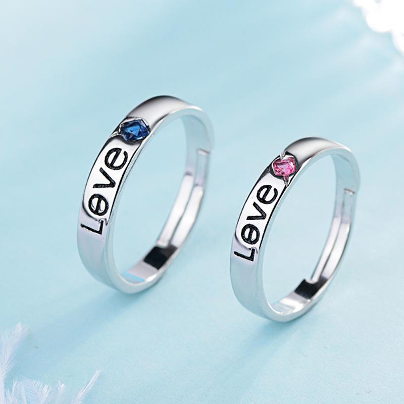 High-grade Fashion Trends Differences with Personalised Glitter and Lustre Ring Female Proposal Wedding Open Ring Couple Ring Jewellery