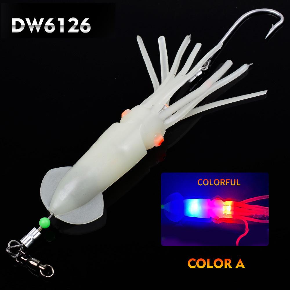 

Светящаяся приманка для морской рыбалки на крючке в виде кальмара, имитация кальмара, светодиодная светящаяся бионическая приманка в виде кальмара со свинцовым грузилом, рыболовный набор Color a