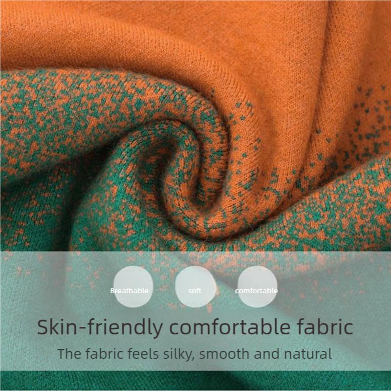 Women's Crew Neck Sweater Autumn and Winter Gradient Knit Pullover Loose Thick Knit Top