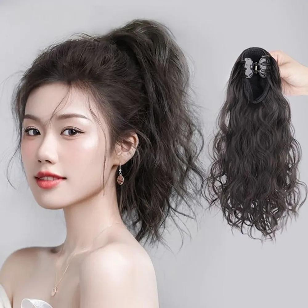 Wavy Ponytail Wig, Hair Clip, Tied-up Hair, Clip Wig, Long Hair Partial Wig, Hair Extension Piece