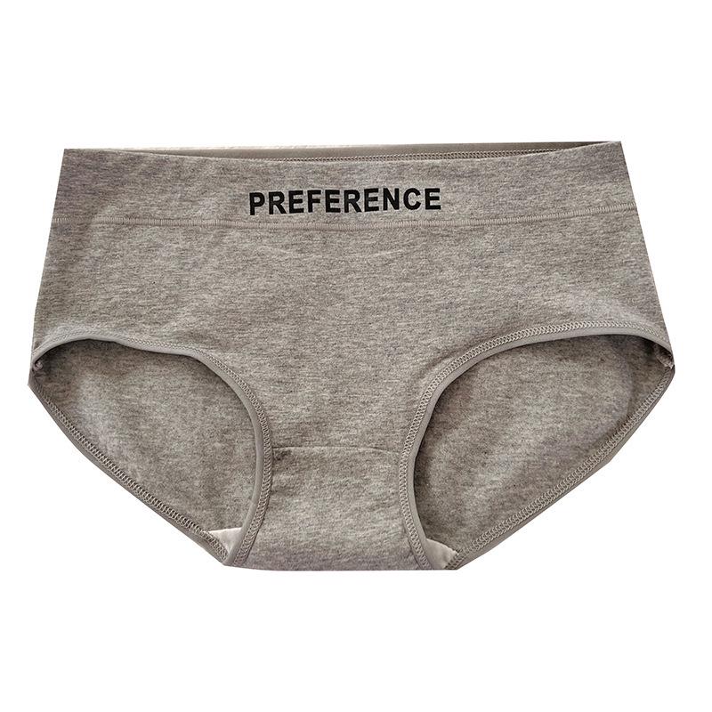 

Korean Style Women s Mid-Waist Cotton Panties - Comfortable, Breathable, and Letter-Printed Design XL (120-140 jin) серый