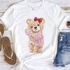Beach Ready Bear In Bikini Printed Women's Summer Trendy T-Shirt Short Sleeved Fashion Tee Cute Pattern Basic Top for Female