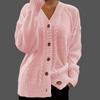 Women's Solid Color V-Neck Long Sleeve Knit Cardigan Jacquard Sweater for Autumn and Winter