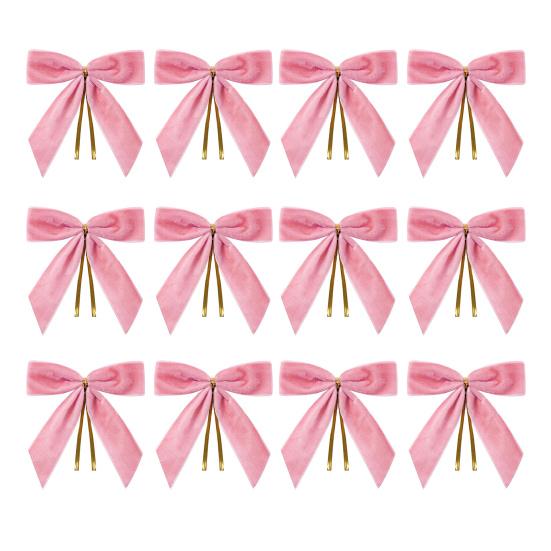 12/24Pcs Red Small Velvet Christmas Bows DIY Gift Wrapping Crafts Red Christmas Bowknot Wedding Party Decoration