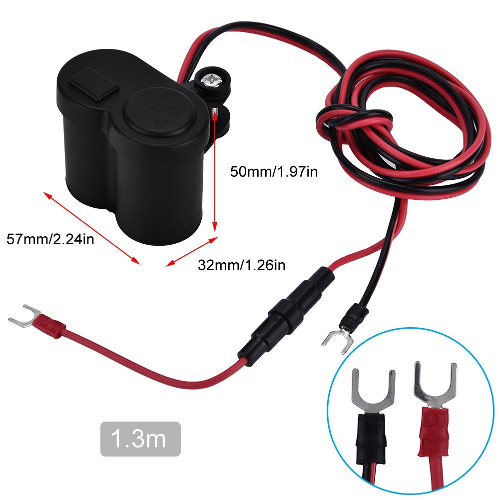 12 24V Motorcycle Waterproof Cigarette Lighter Socket USB Charger for Phone