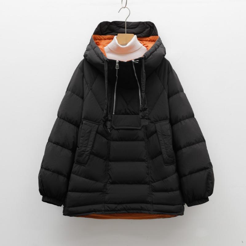 Feather 90 White Duck Down New National Standard Women's Simple Solid Color Double Zipper Down Jacket Women
