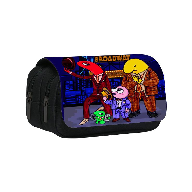 Smiling Friend Double Layer Pencil Case Cartoon Microfiber Storage For Students And Kids