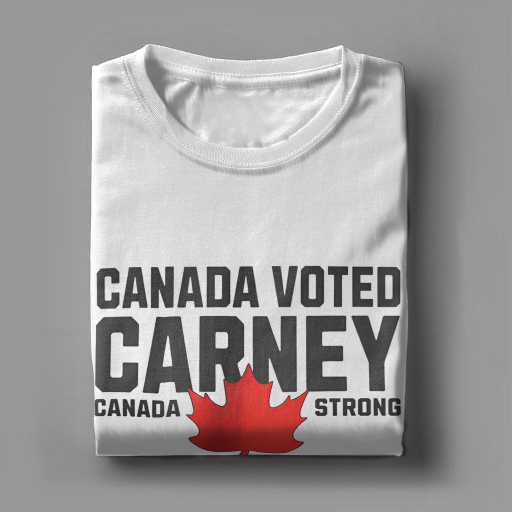 Men Mark Carney Canada Strong T Shirt Elbows Up Voted Pure Cotton Tops Novelty Short Sleeve Round Collar Tee Shirt 6XL T-Shirt