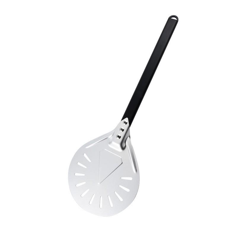 Auf Lager: 7/8/9/10-Zoll runde perforierte anodisierte Pizzaschaufel mit kurzem Griff