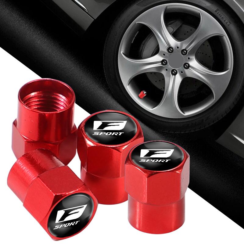 4Pcs Car Styling Metal Wheel Tire Valve Caps Dust Accessories For Lexus F SPORT Plug-in Hybrid ES UX 300e GX LBX NX RX 350h 450h