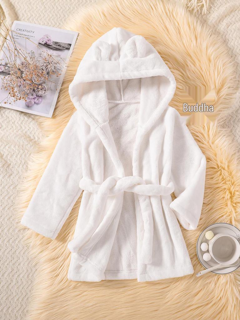 Children's Thickened Coral Fleece Robe – Flannel Bathrobe for Boys & Girls, Infant to Medium Sizes, Suitable for All Seasons