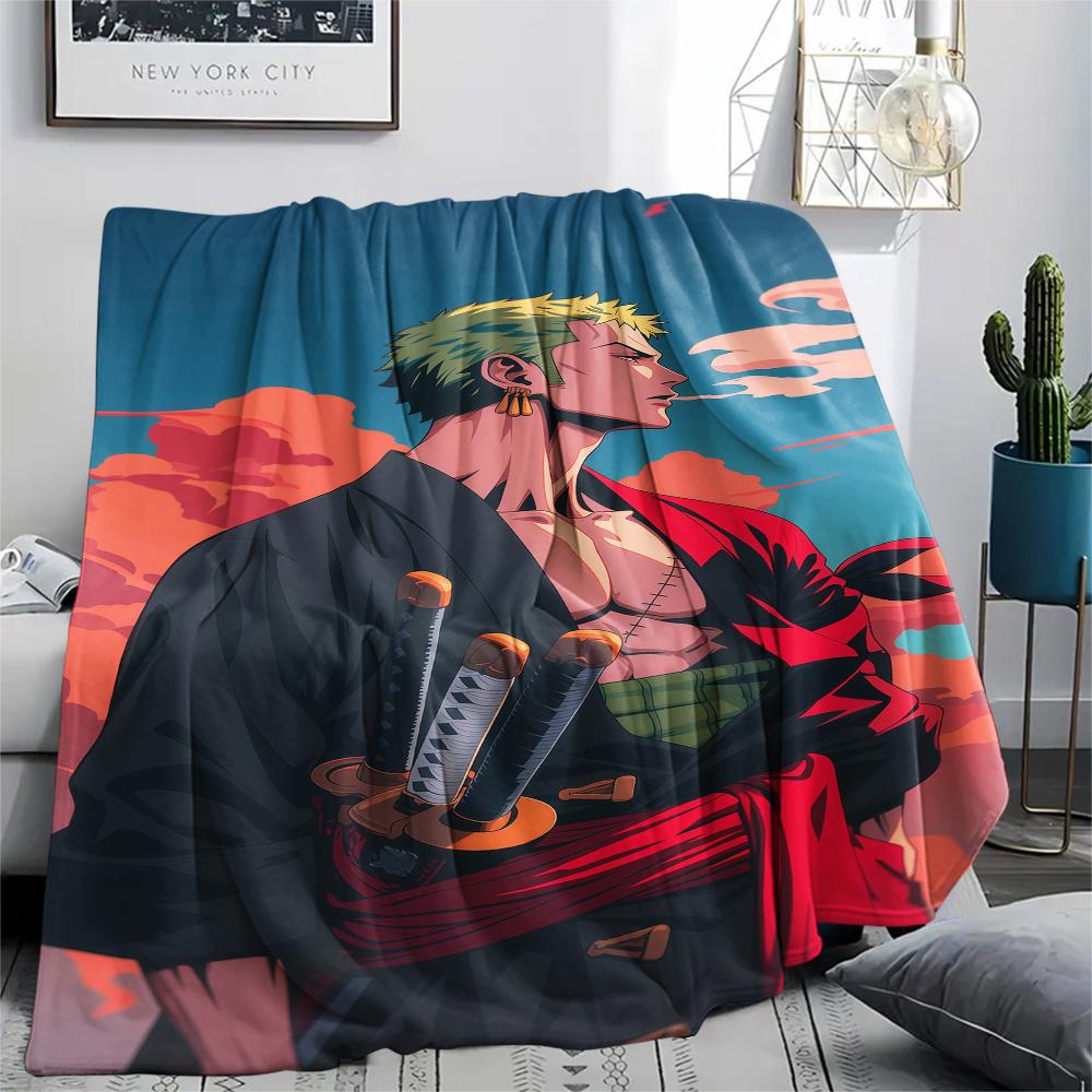 1PC Roronoa Zoro Patterned Flannel Blanket Suitable For All Seasons For Home Decor Warmth And Comfort Gifts Holiday Present