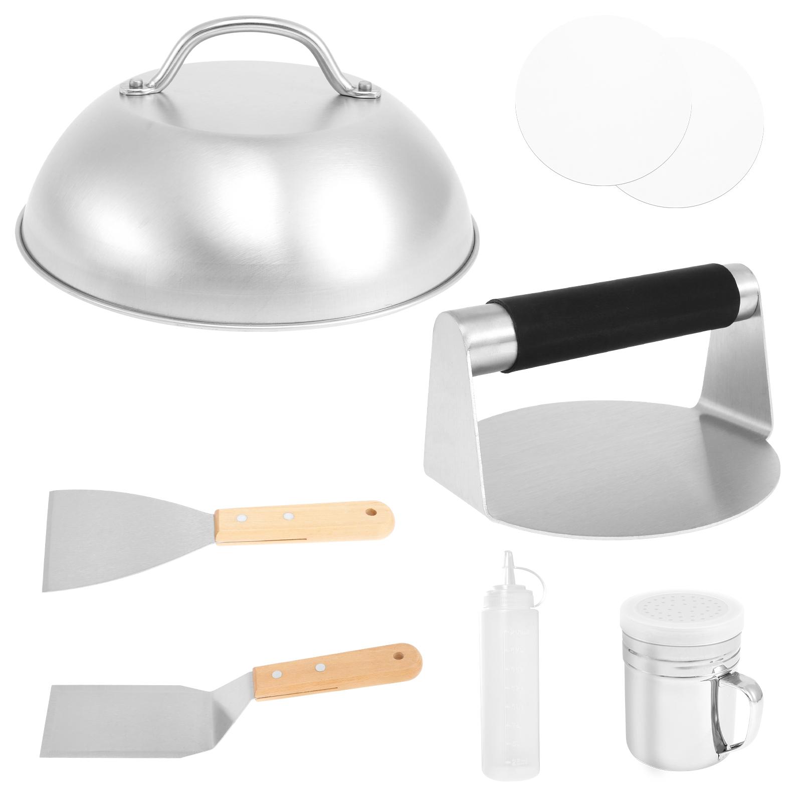 

Набор для приготовления смэш-бургеров из нержавеющей стали, 7 предметов, с плоским дном, износостойкий, с антипригарным покрытием, набор прессов для бургеров, можно мыть в посудомоечной машине, для приготовления бургеров