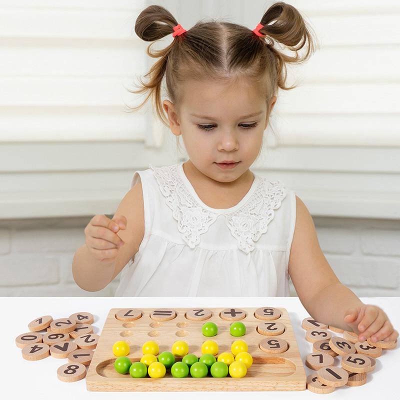 Number Wooden Math Calculation Cognition Block Game Board Children Puzzle Toy